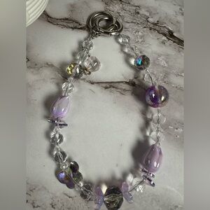 Elegant Purple and Silver Beaded Purse/Cellphone or Keychain